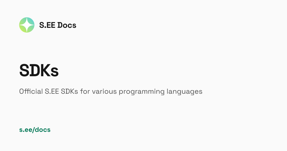 SDKs | S.EE Docs